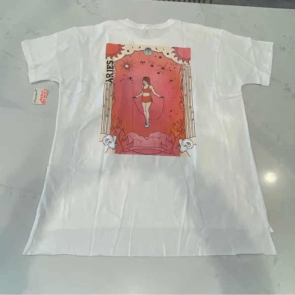 FP Movement byFree People Inspire BF Aries Graphic T-Shirt in White Red and Pink - Picture 4 of 15